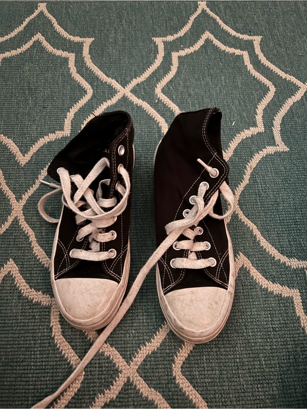 Kids Black High-Top Canvas Sneakers with White Accents